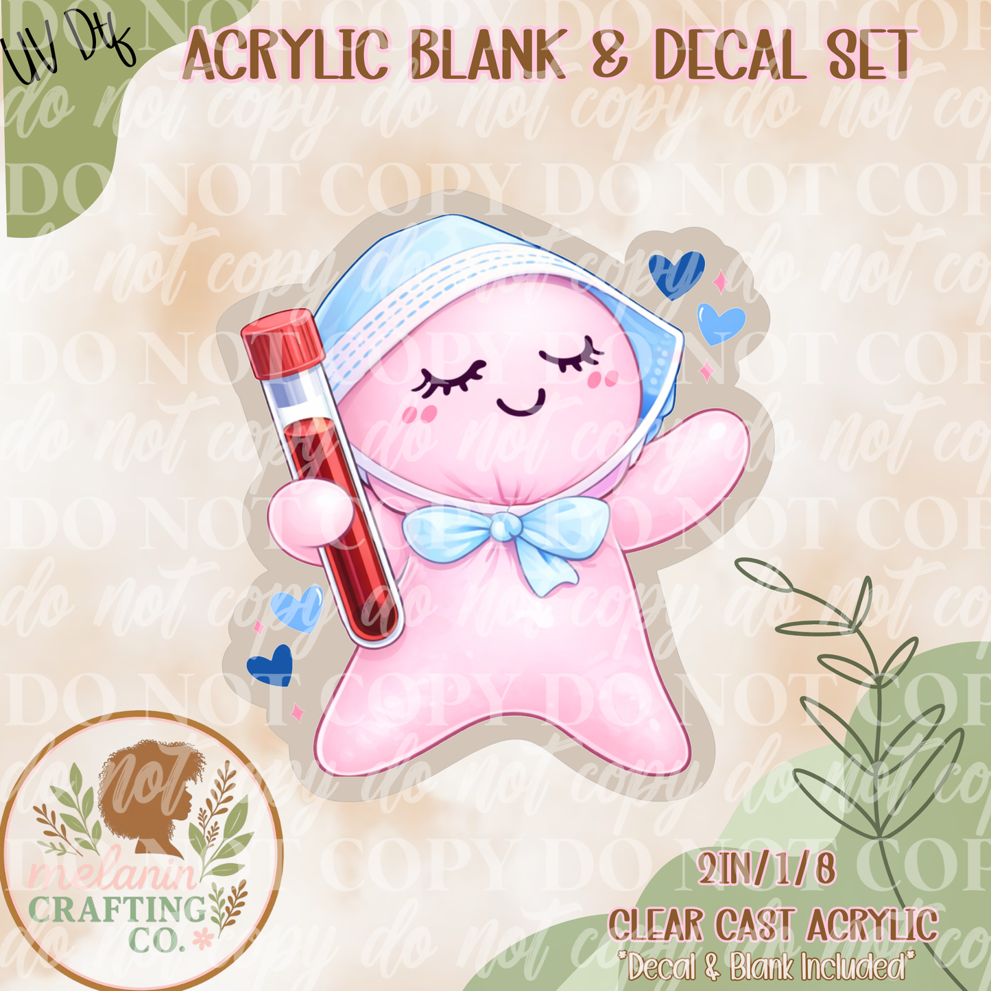 Lab Glove Doll Pink UV Dtf Acrylic Blank Set