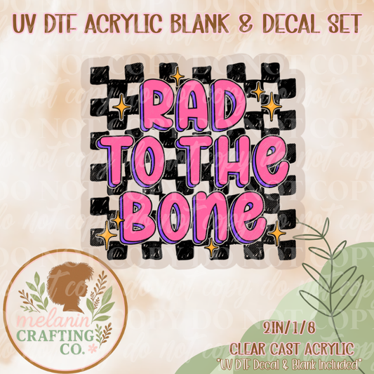 Rad Checkered Square UV Dtf Acrylic Blank & Decal Set